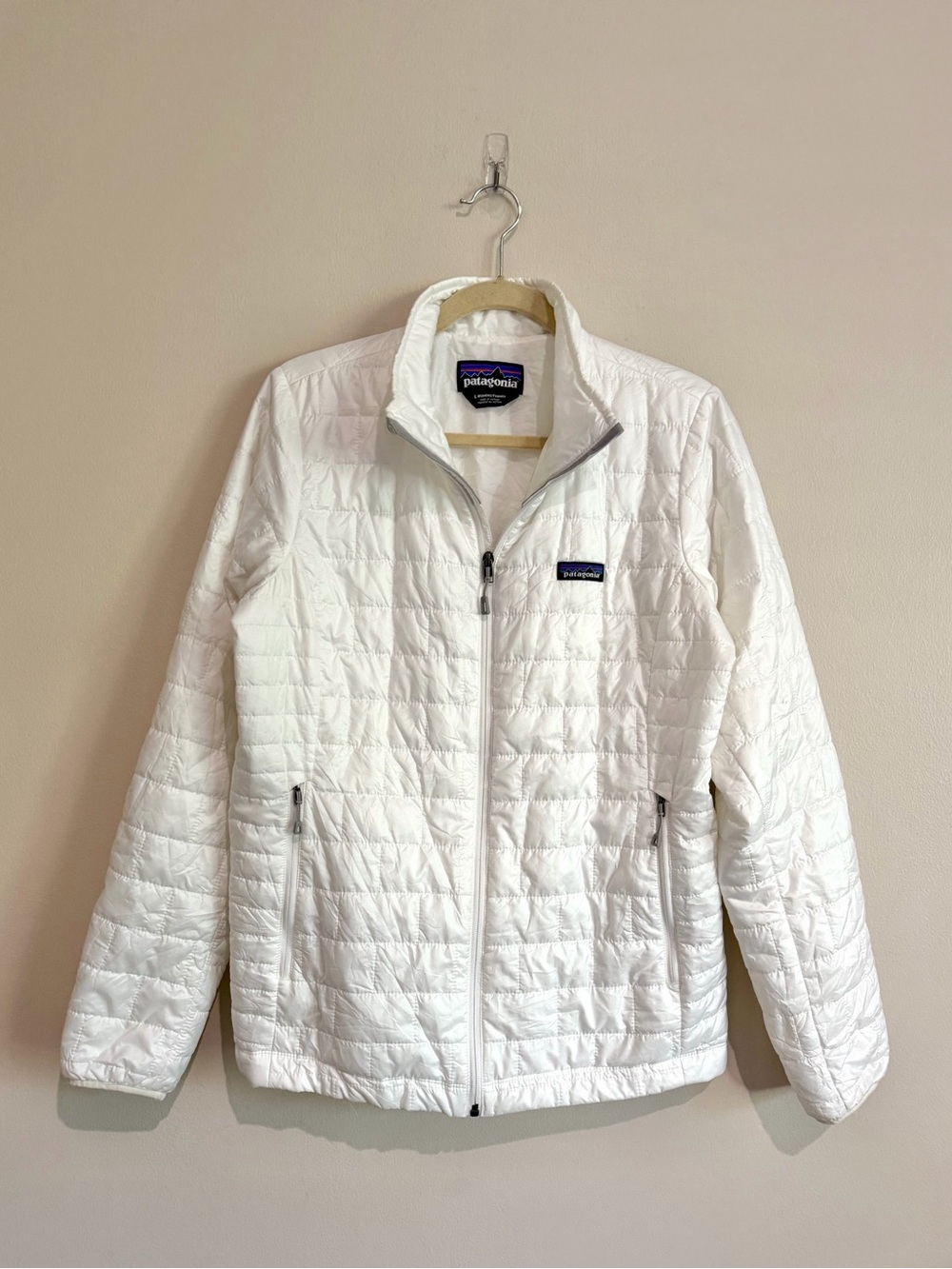 Patagonia Nano Puff Jacket White Puffer Quilted Hiking Outdoors 84217 Sz Large